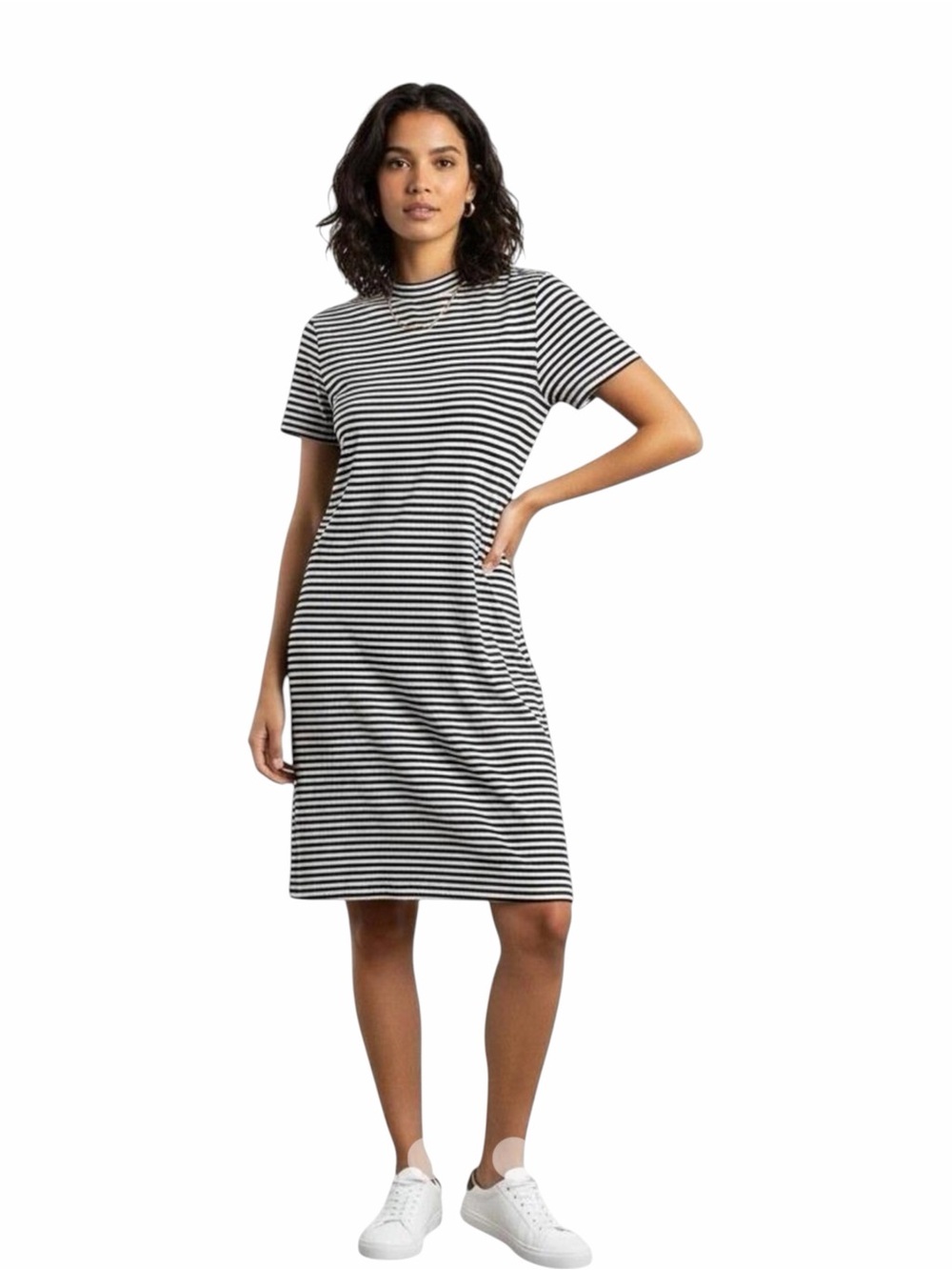Time and Tru Black & White Striped Short Sleeve Tee Dress NWOT